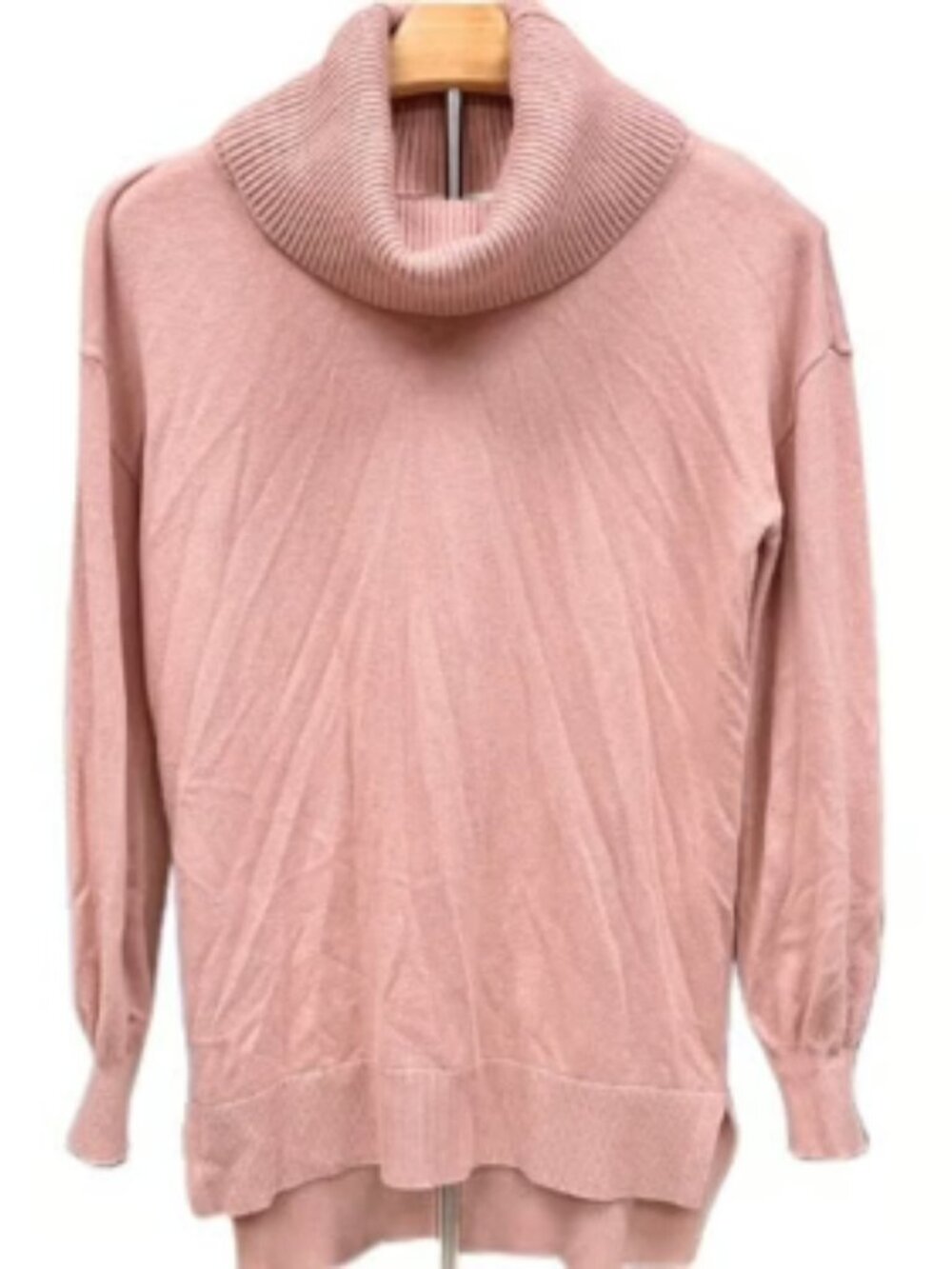Loft Soft Knit Ribbed Turtleneck Top Pink Sweater Long Sleeve Cozy Lightweight S